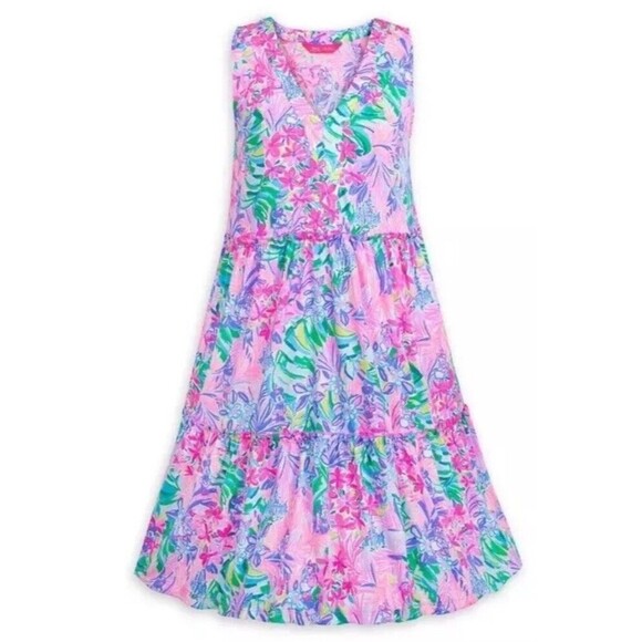 Disney Parks Lilly Pulitzer Dress Small Lorina Tiered Flowy Minnie‎ Dais… - Picture 1 of 4